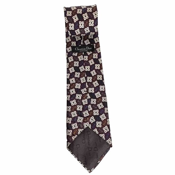 Christian Dior Monsieur Silk Men's Neck Tie Designer Geometric Pattern Classic - Picture 9 of 10